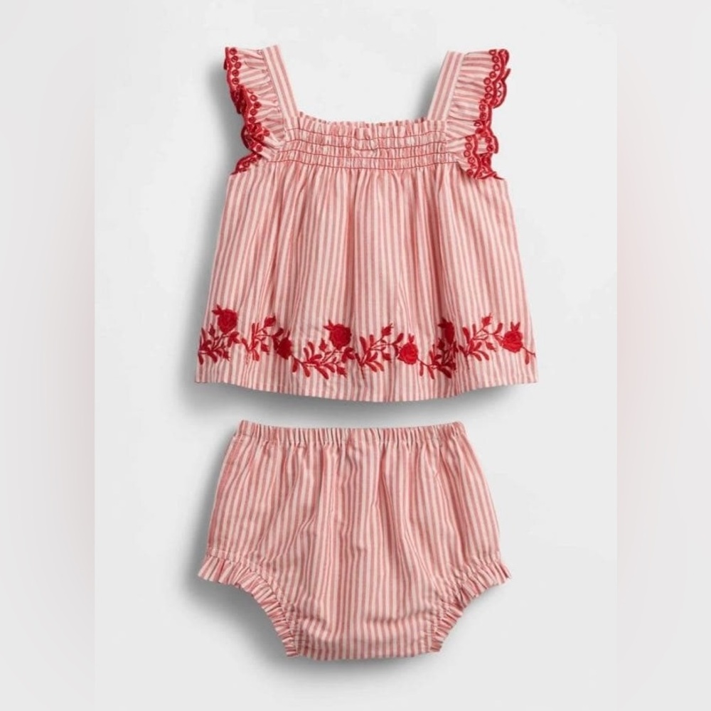 Gap Baby Girls Ref Stripe Embroidered Two-Piece Set